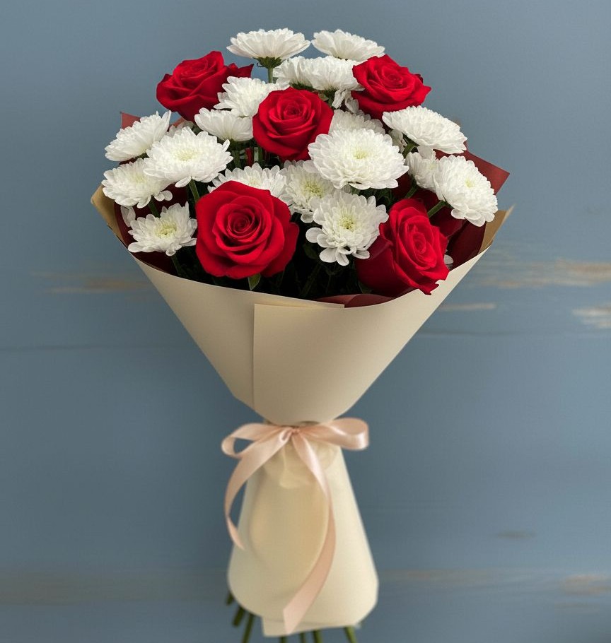 Букет цветов из: Розы и Хризантемы в Петровском Тамбовской области