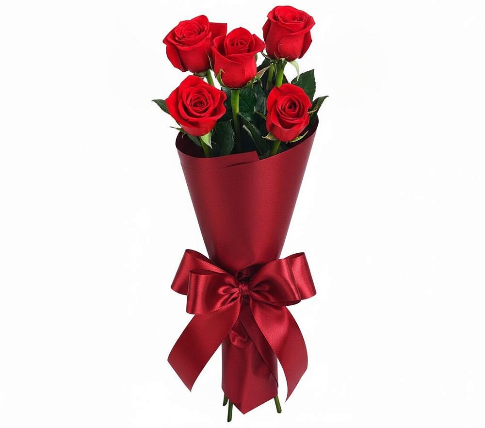 Букет 5 Красных роз Эдлесс Лав в Петровском Тамбовской области