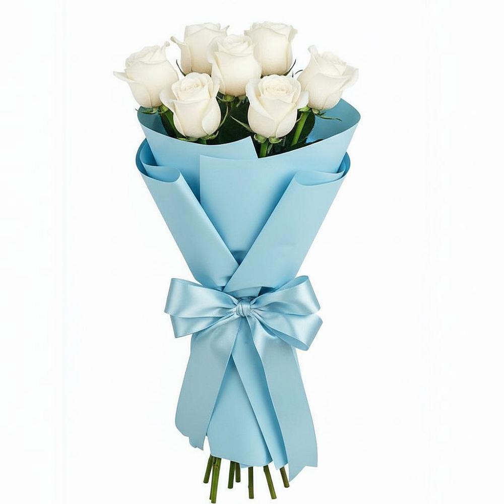 Букет 7 белых роз Проуд в Петровском Тамбовской области