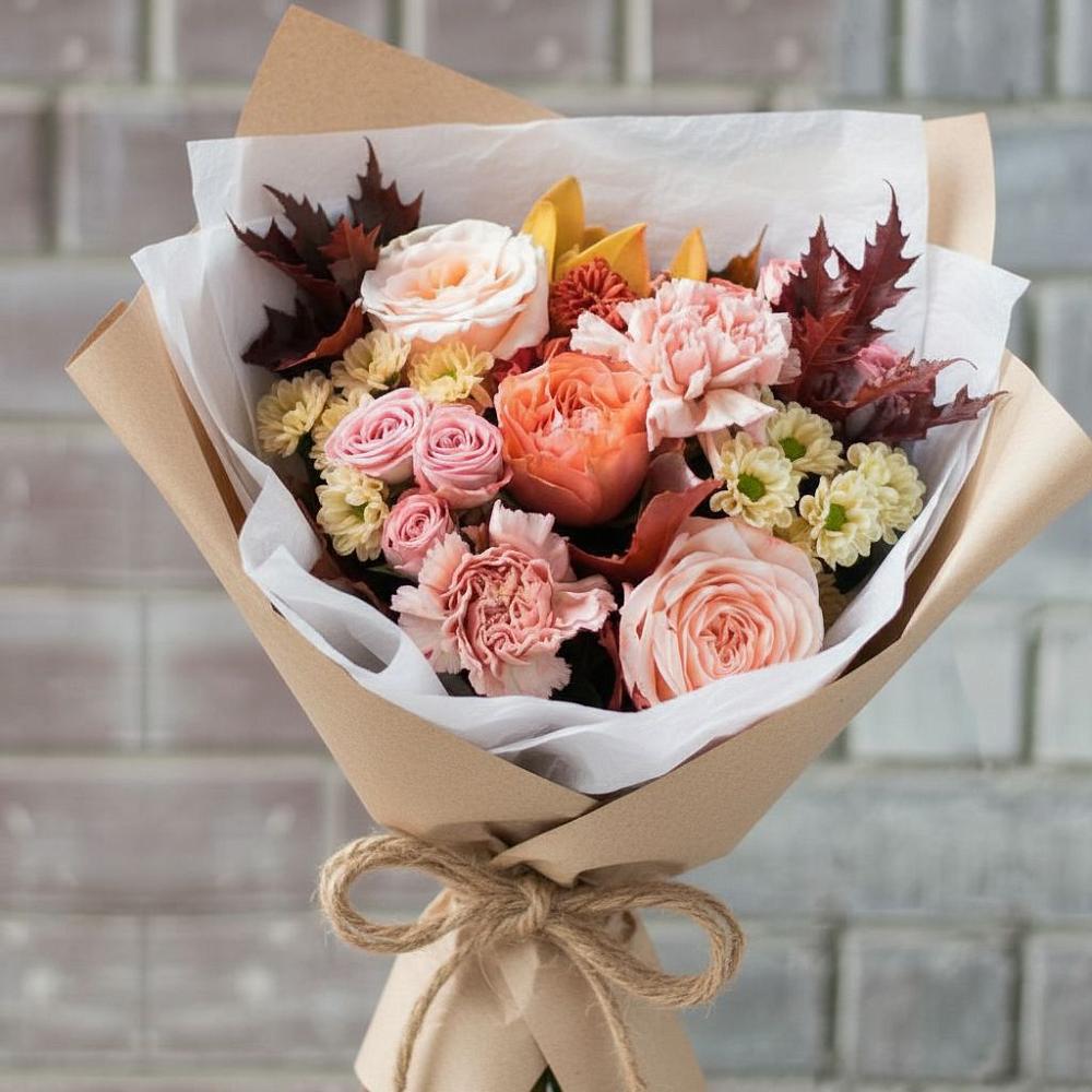 Букет цветов из: Гвоздики, Хризантемы и Розы в Петровском Тамбовской области