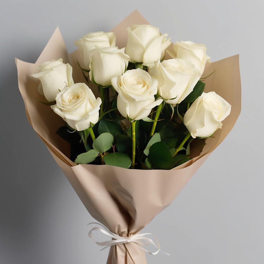 Букет 9 Белых роз Эдлесс Лав в Петровском Тамбовской области