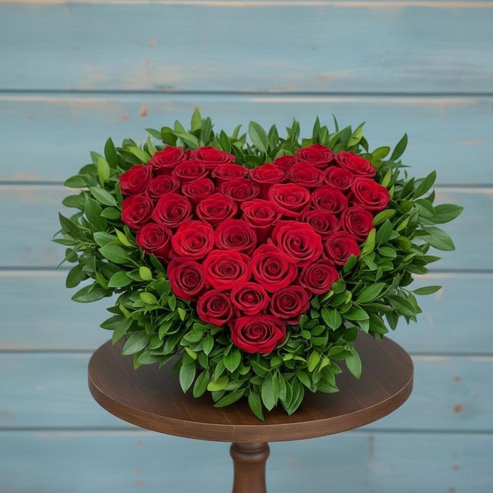 Цветочная композиция из Розы в виде сердца в Петровском Тамбовской области