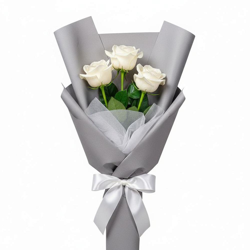 Букет 3 белые розы в Петровском Тамбовской области