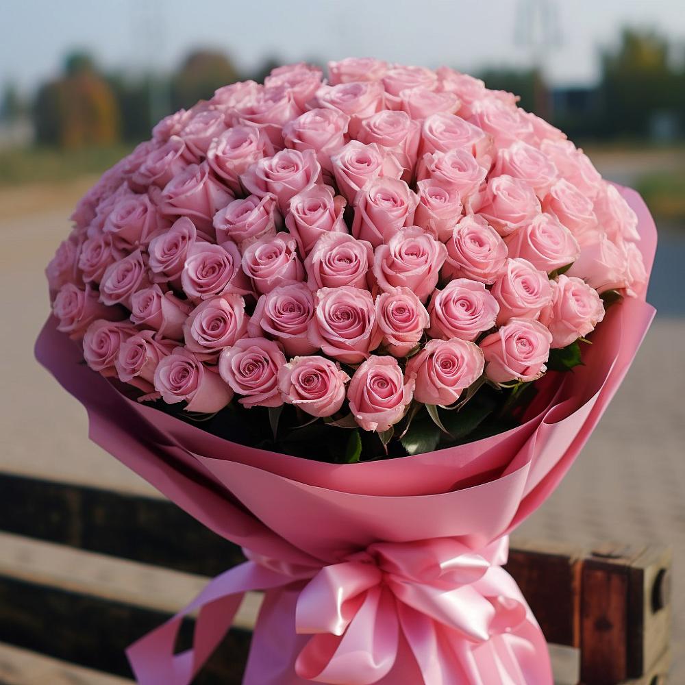 Букет 101 Розовая роза Хэвэн в Петровском Тамбовской области