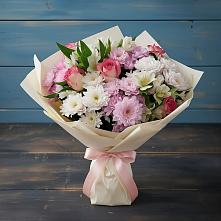 Букет цветов из:  Хризантемы, Альстромерии и Розы в Петровском Тамбовской области