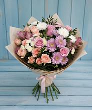 Букет цветов из:  Хризантемы, Розы и Альстромерии в Петровском Тамбовской области