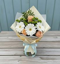 Букет цветов из:  Герберы, Розы и Хризантемы в Петровском Тамбовской области