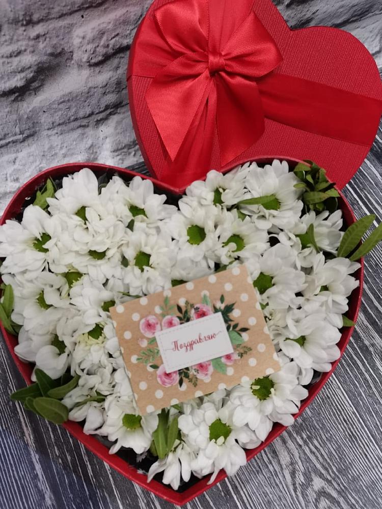 Цветочная композиция из Хризантемы в виде сердца в Петровском Тамбовской области