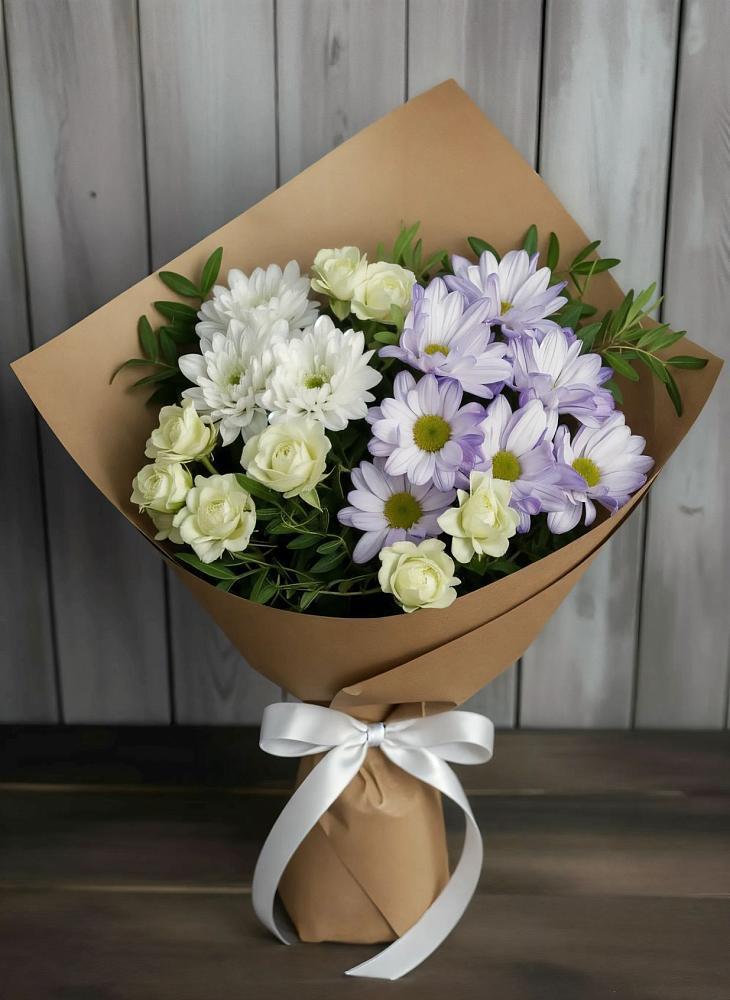 Букет цветов из: Хризантемы и Розы в Петровском Тамбовской области
